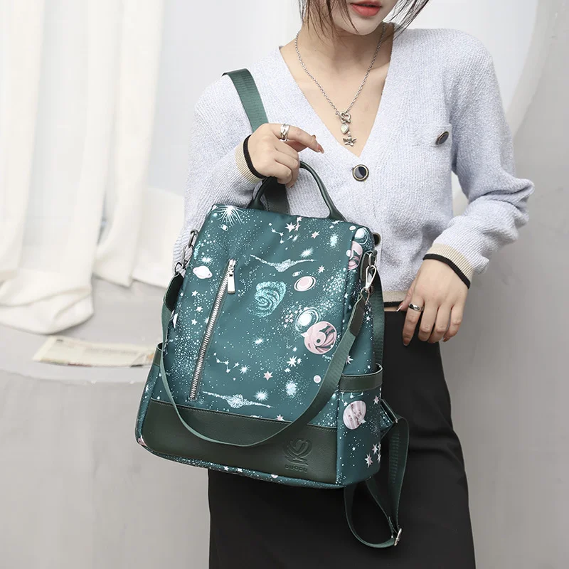 

Soft leather backpack 2021 new Korean nylon cloth anti splash leisure bag women's anti-theft bag student schoolbag