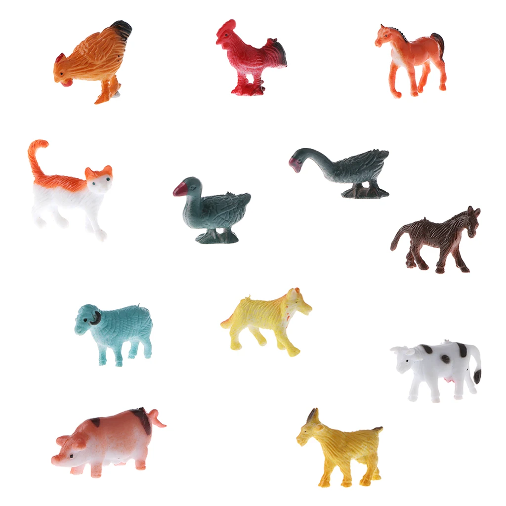

Lot 12 Plastic Farm Animals Model Figures, Educational Toy for Kids Toddlers