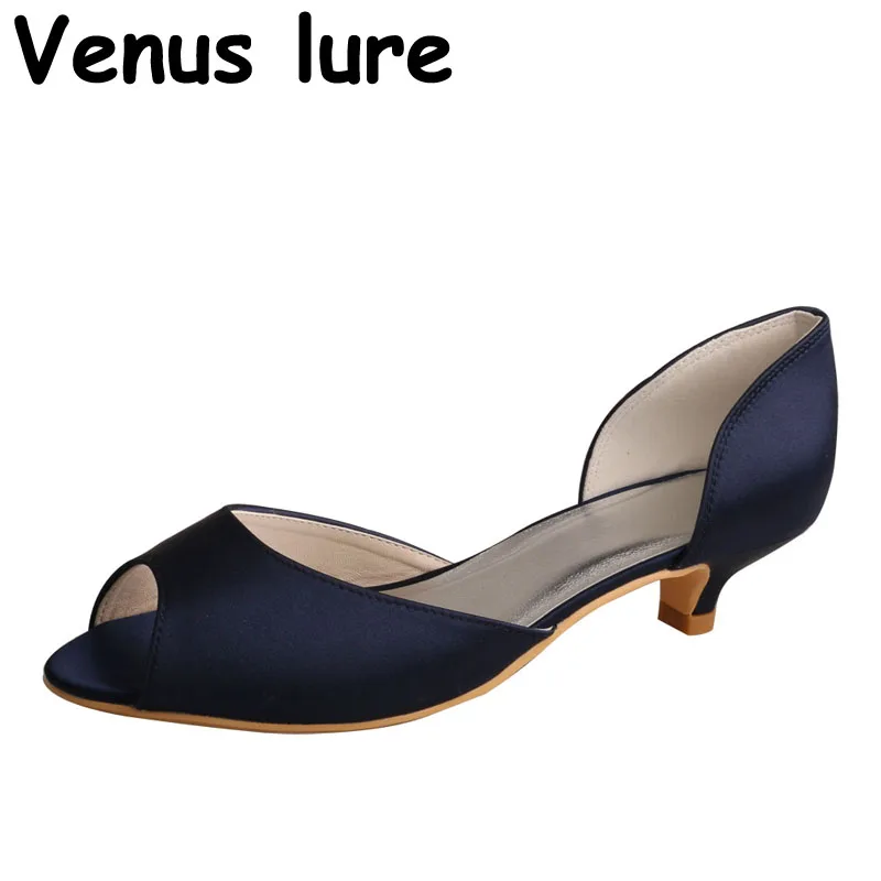 Туфли женские темно-синие на каблуке с открытым носком | Обувь