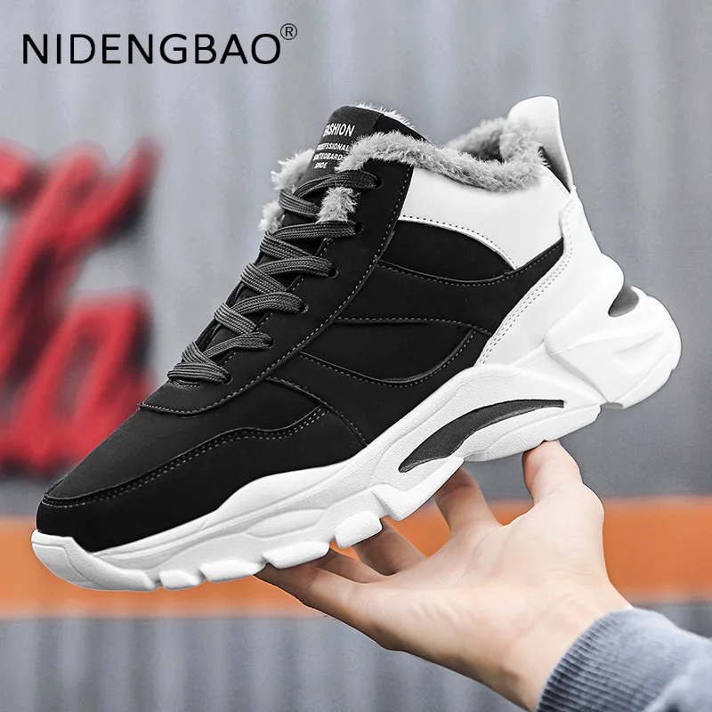 Winter Men Sneakers Warm Plush Anti Skid Outdoor Walking Running Jogging Sports Shoes Male Chunky Sneakers Tennis Trainers