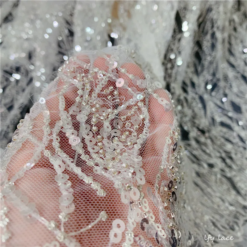 Кружевная ткань высшего качества 2019 см с Блестками Бисером вышивкой кружевом