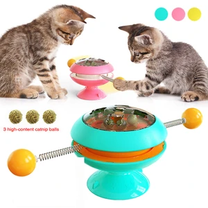 Interactive Cat Toy Windmill Portable Scratch Hair Brush Grooming Shedding Massage Suction Cup Catnip Cats Puzzle Training Toy