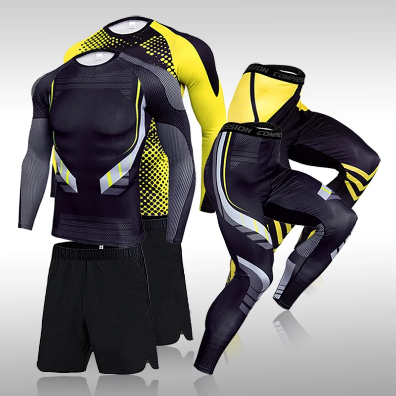 

Men New Quick Dry Camouflage Men's Running Sets Compression Sports Suits Skinny Tights Clothes Gym Rashguard Fitness Sportswear