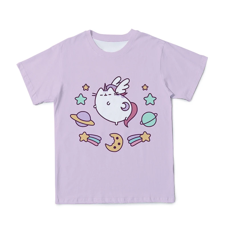 

2021 Trend American Popular Children Summer Girls Unicorn 3DT Shirt Kawaii Hydrophobic Fabric O Neck Harajuku 4T-14T