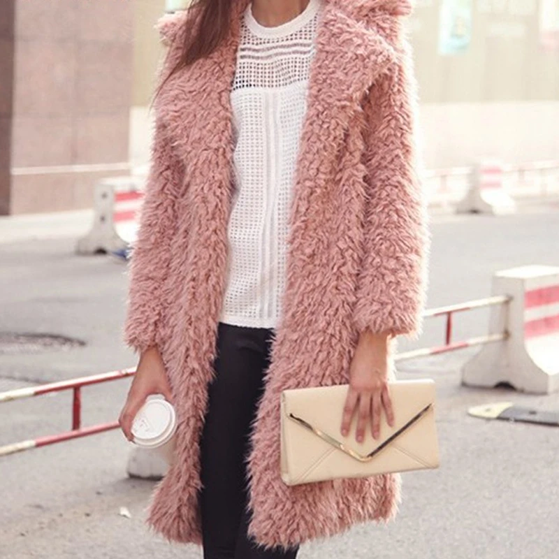 Long Wool Coat Women Coat Outerwear Winter Clothing Fashion Warm Woolen Blends Female Elegant Solid Outerwear Fashion