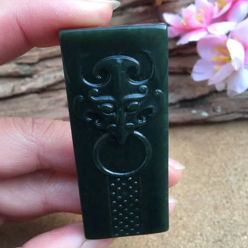 

Natural Hetian Qing yu Animal Jade Pendant Jewelery Lucky Exorcise evil spirits Auspicious Amulet Fine Jewelery Jade Pendant