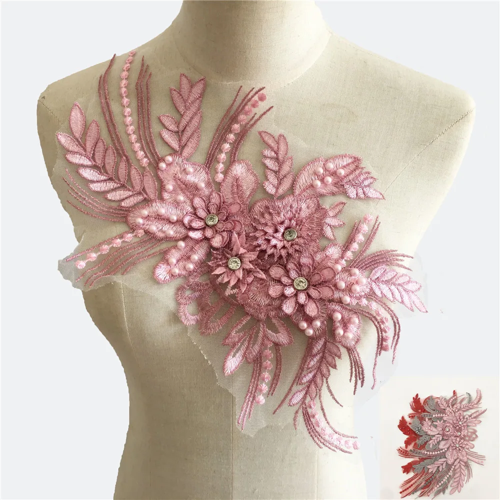 Кружевной воротник с цветочной аппликацией 3D отделка тесьмы сделай сам АБС