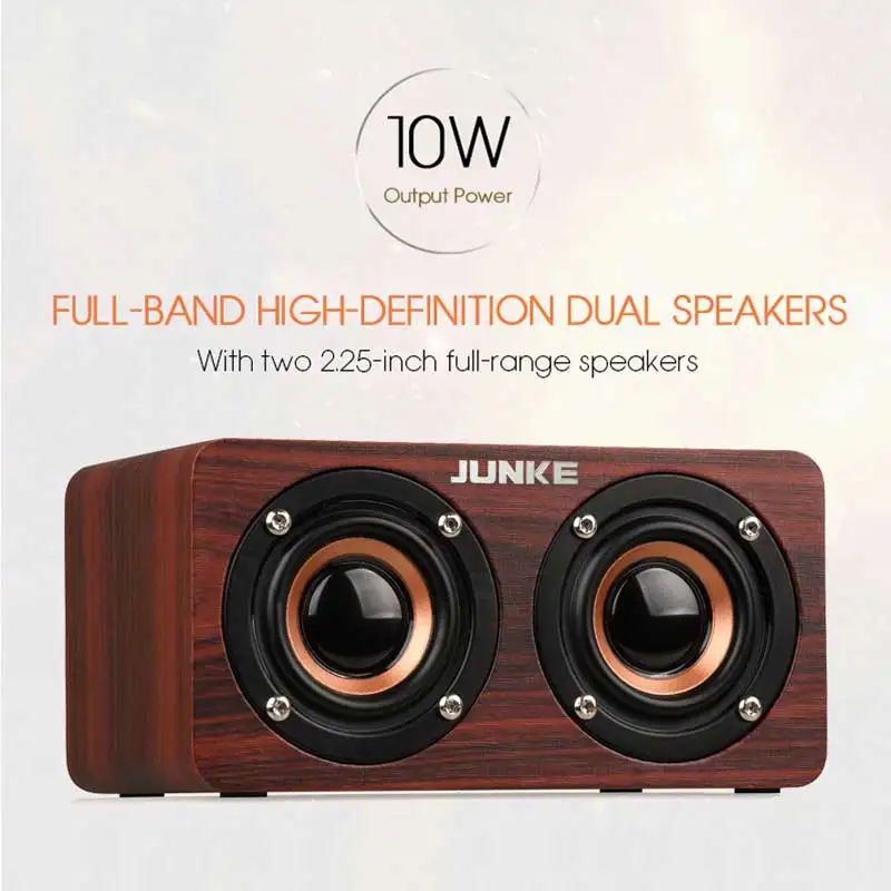 Деревянная портативная стереоколонка JUNKE W5 Bluetooth Колонка s Bass двойная для спорта с