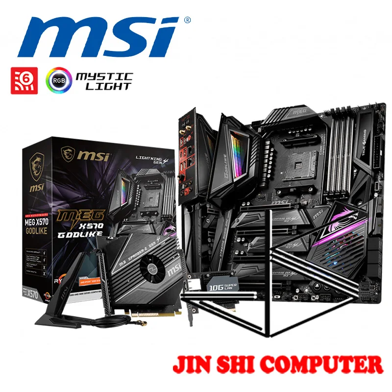 Новый MSI Мег X570 GODLIKE AMD Ryzen™Разъем AM4 поддерживает Память DDR4 до 5000 +(OC) МГц PCIe 4 0 с M.2 USB