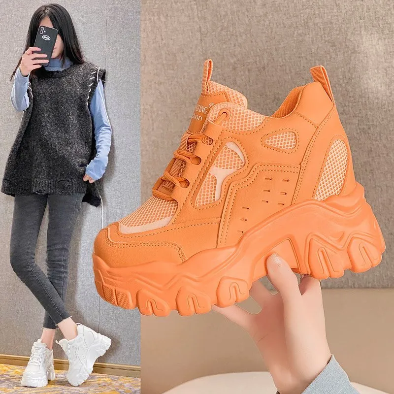 

Platform Sneakers Women Chunky Vulcanized Shoes Brand Fashion Walking Trainers 10cm High Casual Shoes Woman Zapatillas Mujer