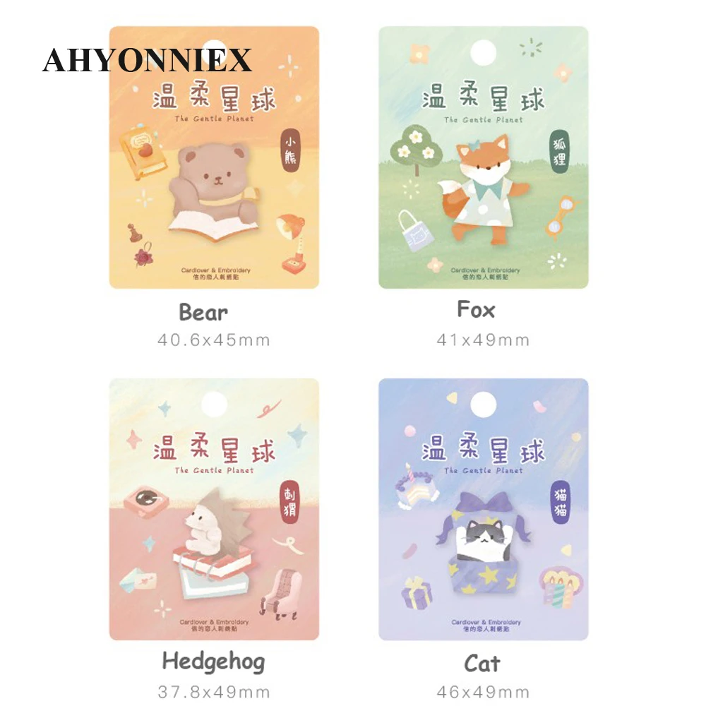 1 шт. вышитые нашивки AHYONNIEX с изображением милого лисьего медведя и кота для