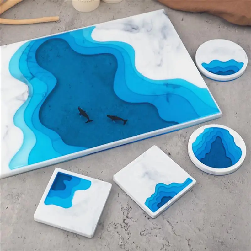 

DIY Epoxy Crystal Resin Mold Irregular Tray Resin Molds Ocean Terrace Mountain Serious Handmade Cup Pad Mirror Silicone Mold