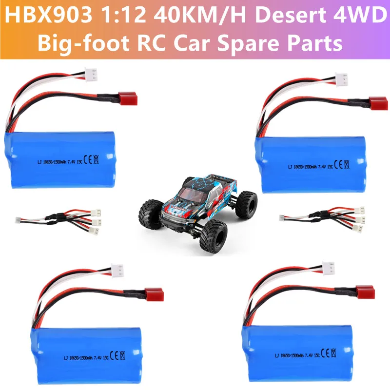 

HBX903 1:12 40KM/H Desert 4WD Big-foot RC Racing Car Spare Part 7.4V 1500mAh Battery/3 In 1 Line For HBX903 RC Buggy Accessories