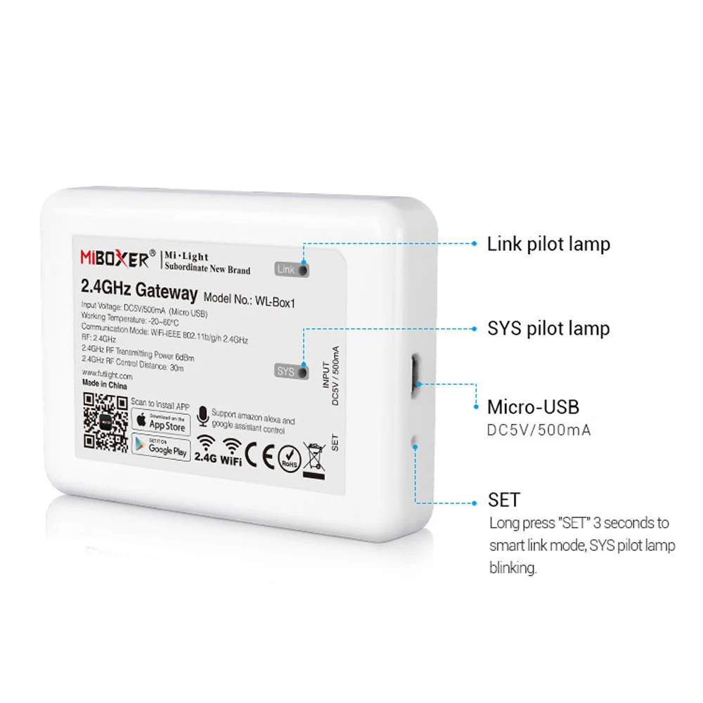 Mi светильник 2 4G 4 зоны RF RGB + CCT RGBW светодиодный пульт дистанционного управления Alexa