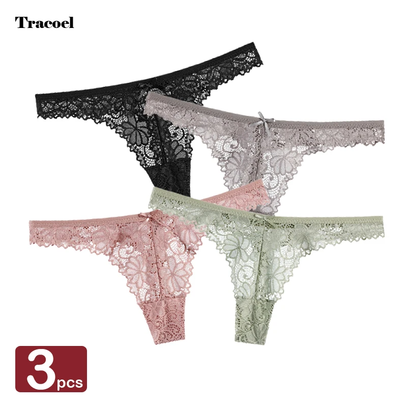3 шт. женские прозрачные кружевные трусики с низкой посадкой | Женская одежда