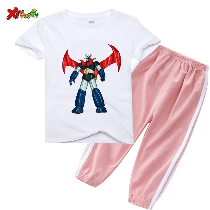 Boys Clothing Set Summer Kids Girls Sets Cartoon Printing Short Sleeve T-shirt Tops+Anti Mosquito Pants 2 PCS Outfit Baby Sets
