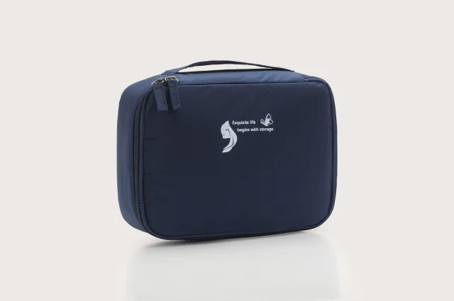 Navy-Cosmetic bag HMUNII портативная дорожная сумка для макияжа, водонепроницаемый ПВХ косметический комплект для органайзера для художников, набор кистей для макияжа и аксессуары для путешествий - Color: Navy-Cosmetic bag