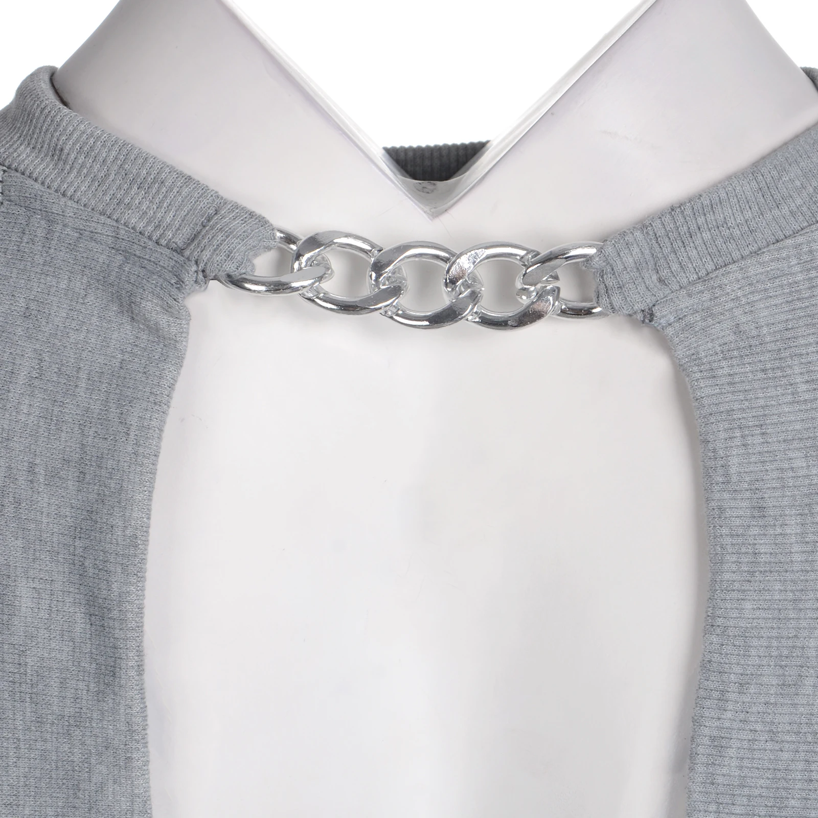 

2021 Women's Loose Sweatshirt Backless Top Fall Chain Round Neck Warm Solid Elastic Party Long Sleeve Clothes