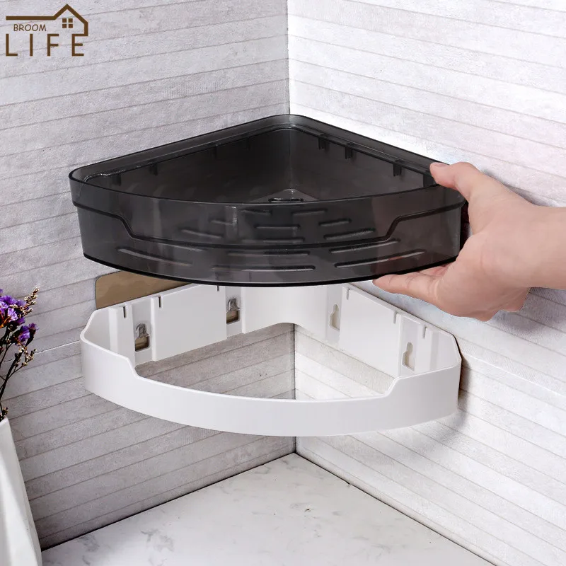 corner bathroom shelf shampoo storage rack holder organizer kitchen seasoning rack wall mounted home decor bathroom accessories free global shipping