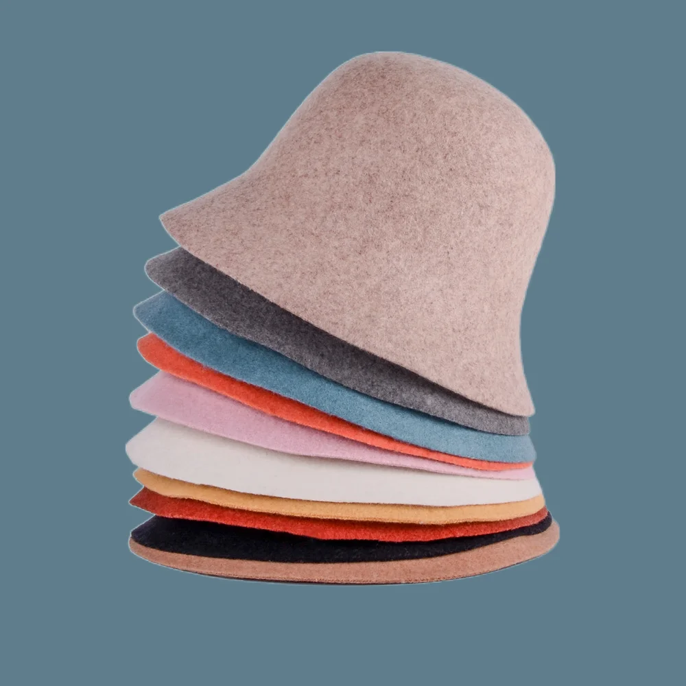 

2020 panama warm winter Women's Bucket hat for teens Felt wool hat for girl sautumn and winter fashion Fur Black hip hop hat cap