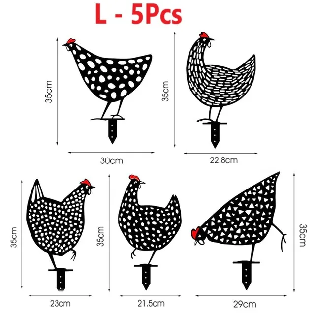

5pcs Chicken Yard Art Garden Statues Easter Gardening Ornaments Yard Iron Art Outdoor Garden Backyard Lawn Stakes Garden