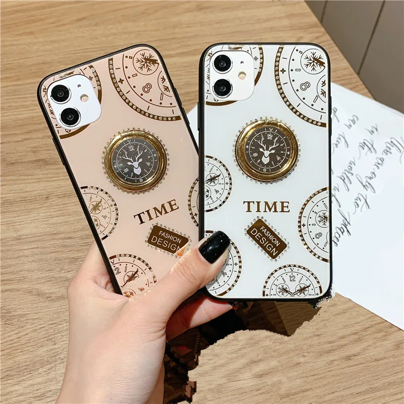 

Ring Holder Stand Phone Case for iPhone 12 Pro Max Mini 11 X Xs Xr 7 8 6 6s Plus SE 2020 Clocks Style Cover