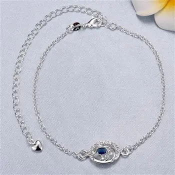 

Fashion silver jewelry Europe and the United States hot sales elegant hollow fancy foot chain SPA006-A blue SPA006