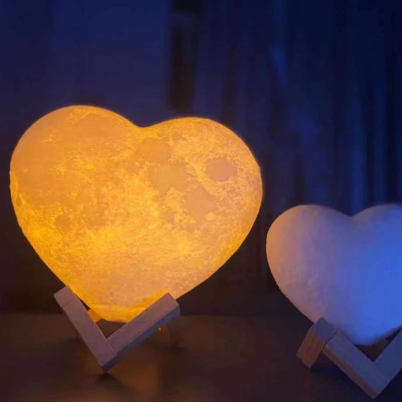 

3D Printing Night Light Heart-shaped USB Rechargeable Creative Ambient Light Touch Valentines Day Personalized Gift Lampki Luz B