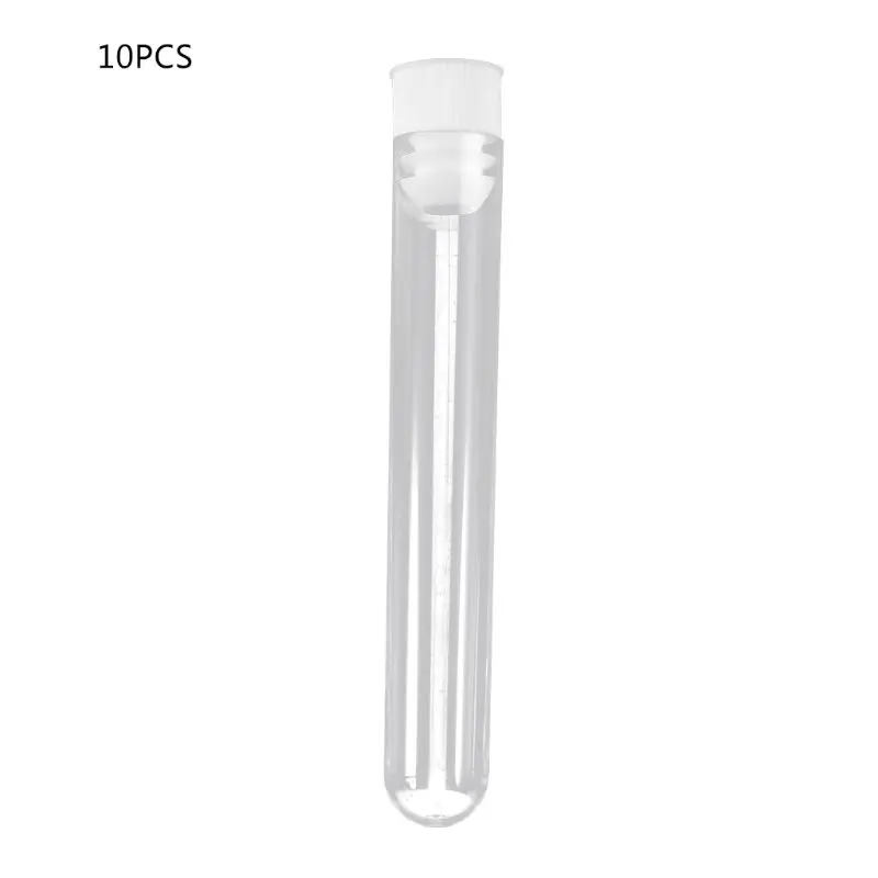 

H05B 10Pcs Plastic Test Tubes Lab Test Tool With Screw Transparent 16x100mm