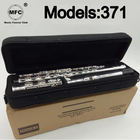 

Free Shipping Flute 371 Silver Plated Professional Flute Instrument Intermediate Student Flutes C Leg 16 Holes Closed E Key