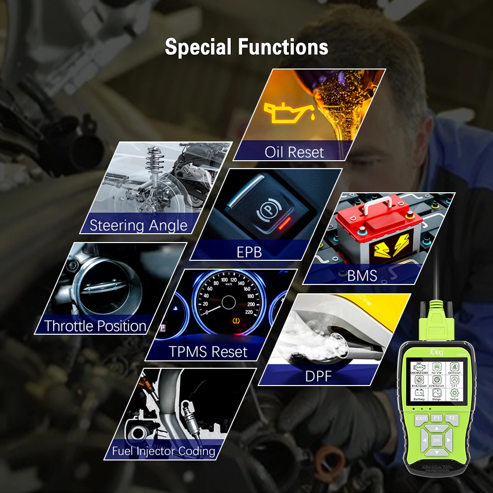 JDiag 3in1 V600/V600B для VAG полный Системы 12V Батарея тестер OBD OBD2 автомобильный