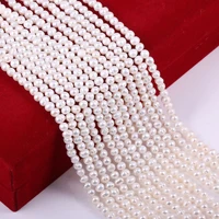 white natural freshwater pearls near round shape beads making for jewelry women bracelet necklace accessories size 5 6mm
