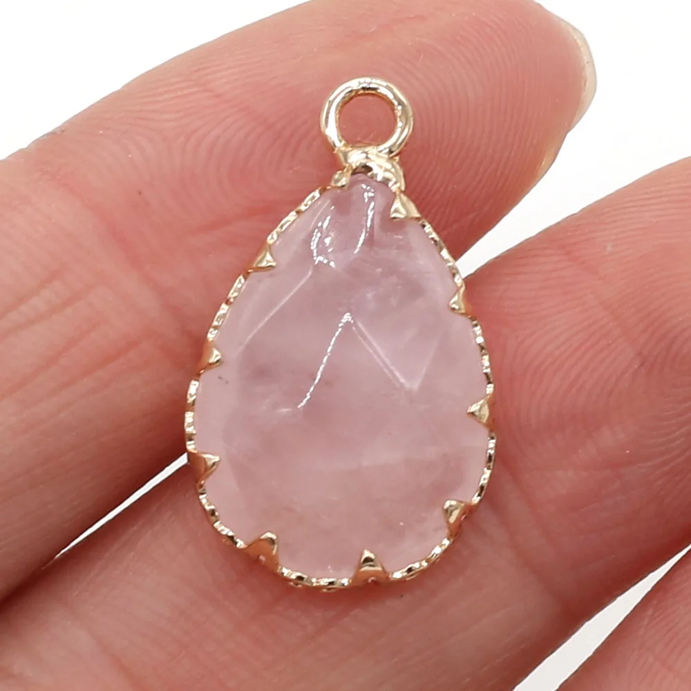 Natural Rose Quartzs Amethysts Crazy Agates Pendant Water Drop Shape Stone for Jewelry Making DIY Necklace Size 14x23mm | Украшения и