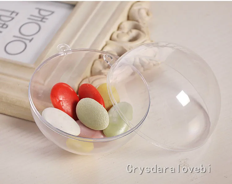 

30pcs 4-10cm Clear Candy boxes Romantic Christmas Decorations Ball Transparent Can Open Plastic Christmas Clear Bauble Ornament