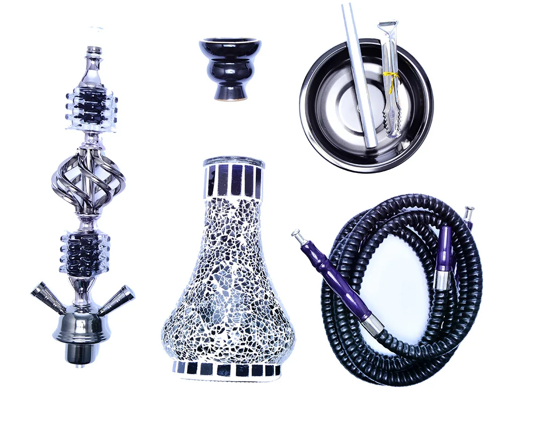 

Arab Hookah Glass Pot Double Tube Hookah Set Hookah Shisha Tips Oil Burner Smoking Pipe