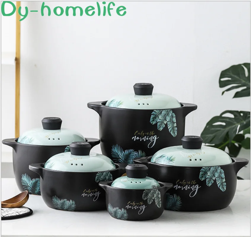 

Japanese Creative Leaf Ceramic Casserole Restaurant Kitchen Home Open Flame Heat-resistant Multi-size Soup Pot Steamer