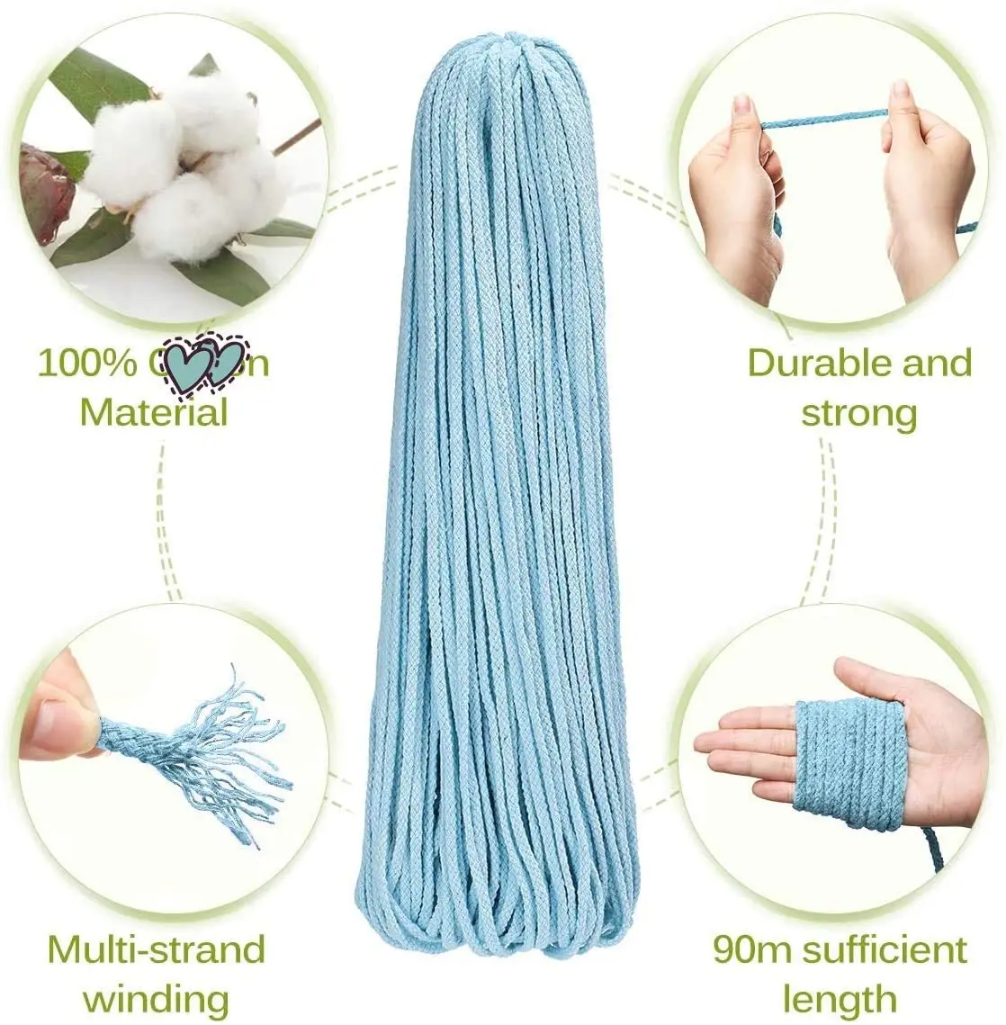 5 мм красочные белый хлопковый шнур из натурального бежевого цвета витая веревка