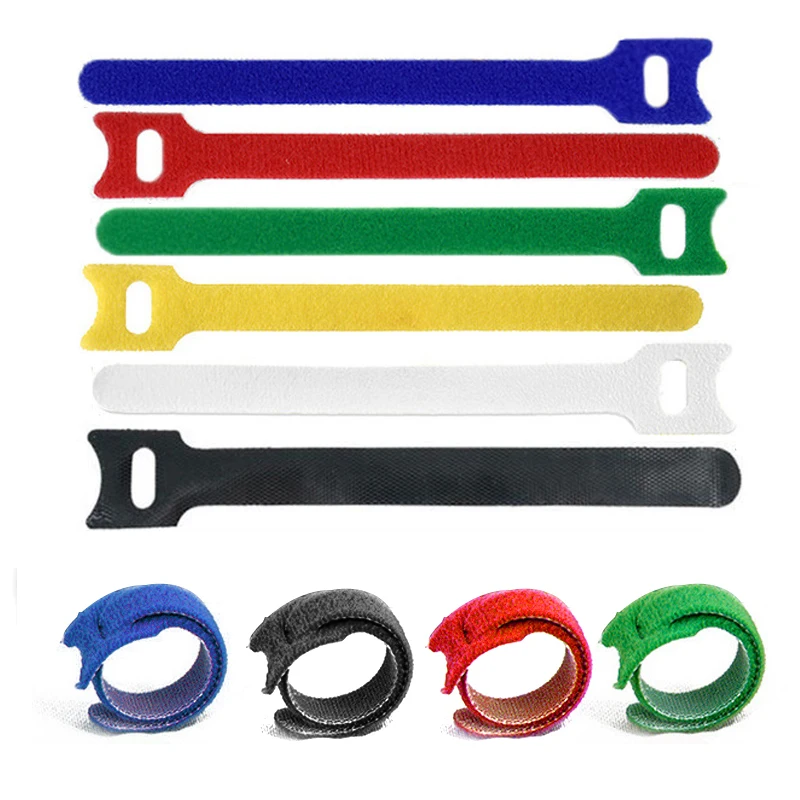 

100PCS/Set Candy Color Data Cable Tie Nylon Hook Loop Cable Wiring Harness Cable Fastener Marker Straps Power Wire Management