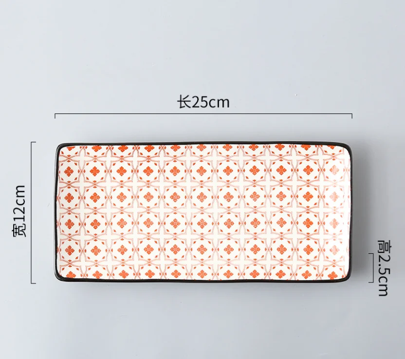18 Japanese Style Sushi Plate Creative Underglaze Color Rectangular Ceramic Plate home Western Dish Serving Dishes Dinner Plates - Color: 18