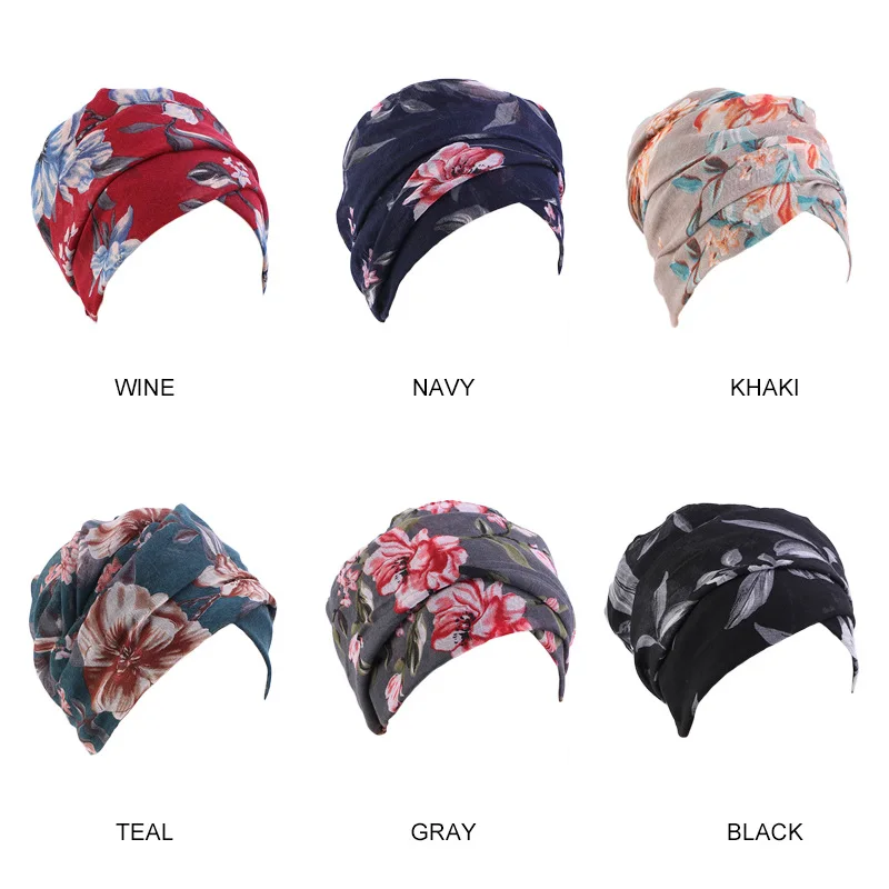 

Indian arab wrap women head scarf turban caps trendy printed hijab bonnet Bohemian ethnic inner hijabs for cap muslim headdress