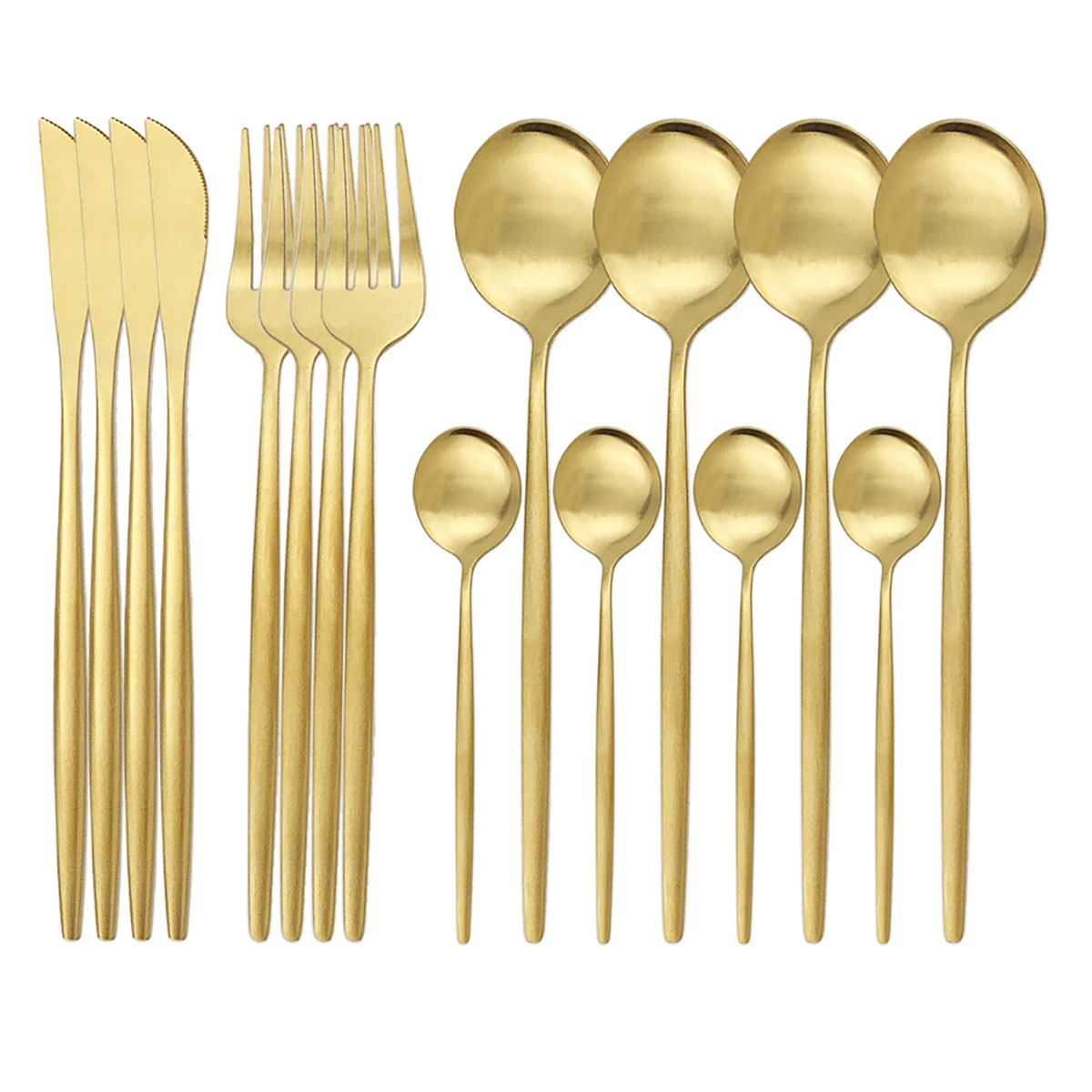 Набор столовых приборов из нержавеющей стали 304 матовый золотистый 16 шт. | Дом и