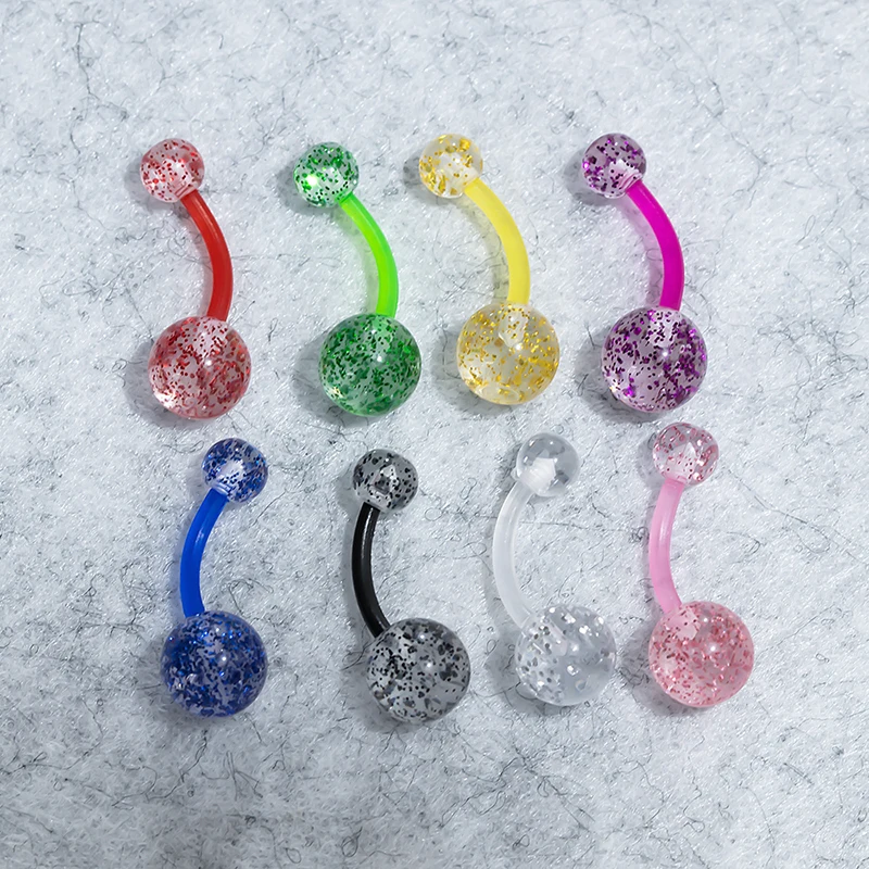 

10-30pcs Acrylic Navel Bar Ring Flexible Belly Button Rings Belly Piercing Colorful Ombligo Stud Sexy for Women Body Jewelry 14G