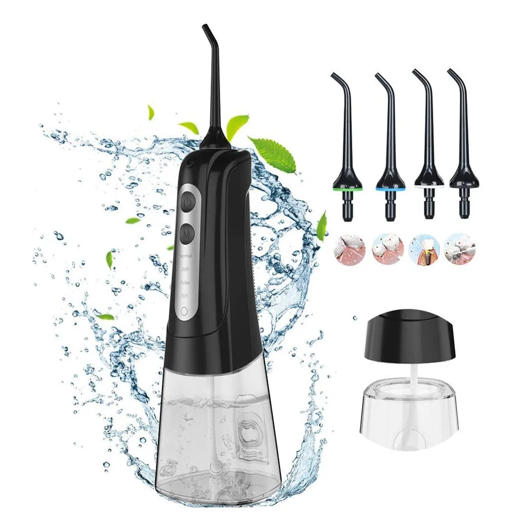 

Oral Irrigator USB Rechargeable Water Flosser Portable Dental Water Jet 300ML Water Tank Waterproof Teeth Cleaner