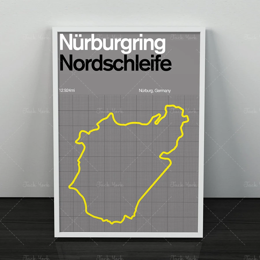 Nürburgring Nordschleife Racing Circuit печать гоночная трасса плакат Германии