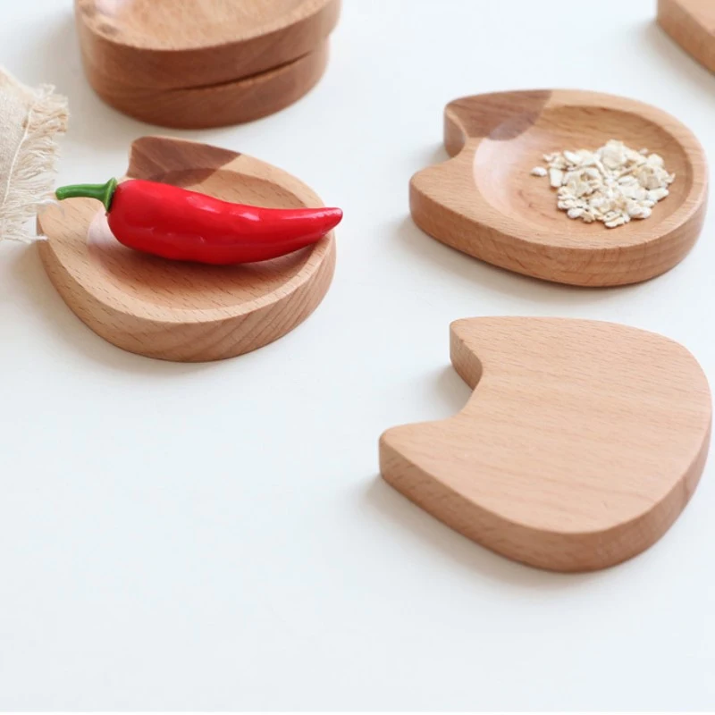 Flavored Beech Wood Saucer Japanese Cartoon Cat Design Creative Wooden Dish Fruit Dishes Tea Tray Dessert Tableware Set | Дом и сад