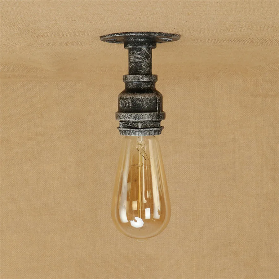 Lámpara de techo de tubo de hierro Vintage E27 Loft, soporte lámpara de techo, espejo junto a aplique de pared, accesorios de iluminación