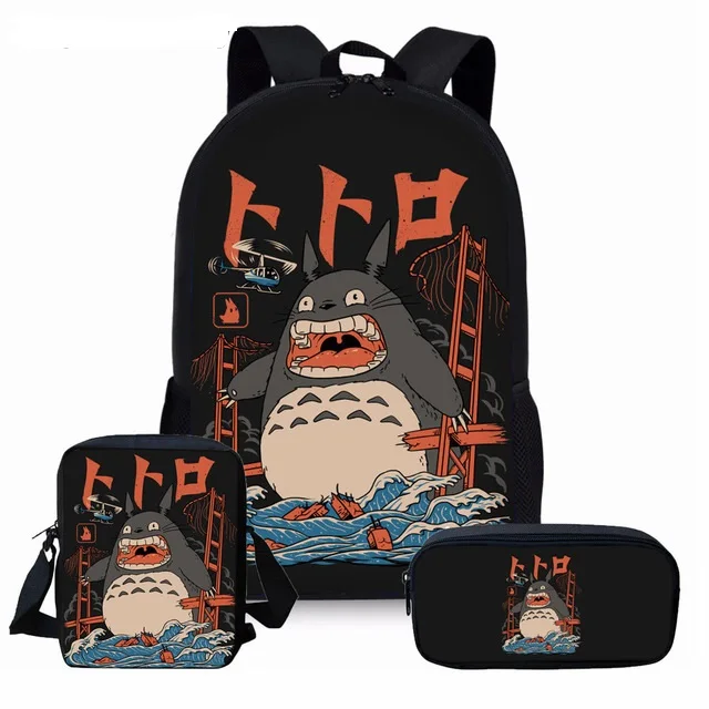 3 шт./компл. AnimeTotoro печать Ёмкость школьный детский рюкзак школьные сумки для