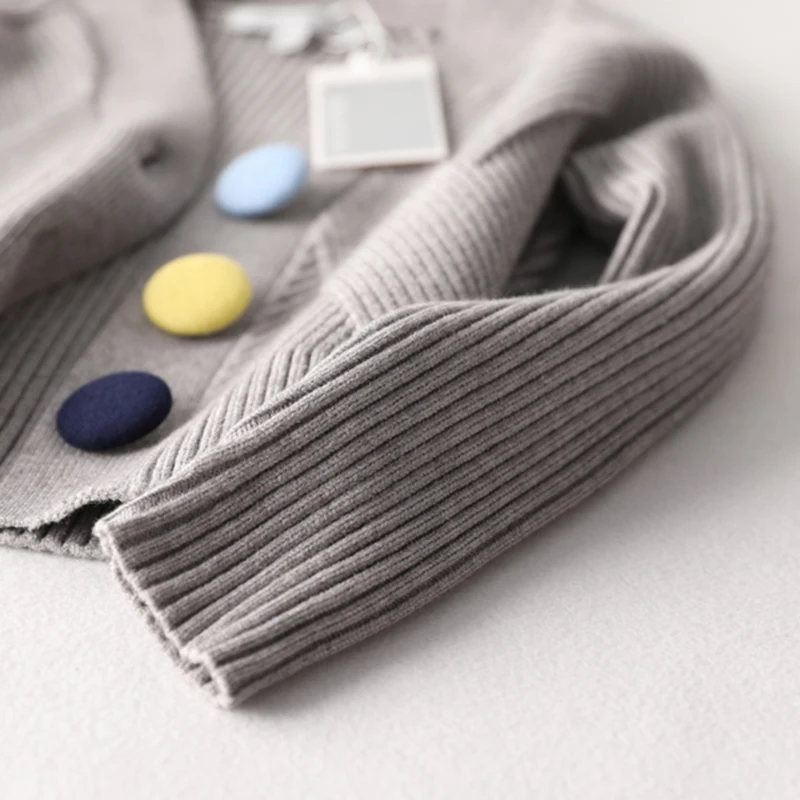 

New Multicolor Big Button Knit Short Cardigan Jacket 2021 Women Fashion Streetweat Short Sweaters Solid Slim Ladys Knitshirt