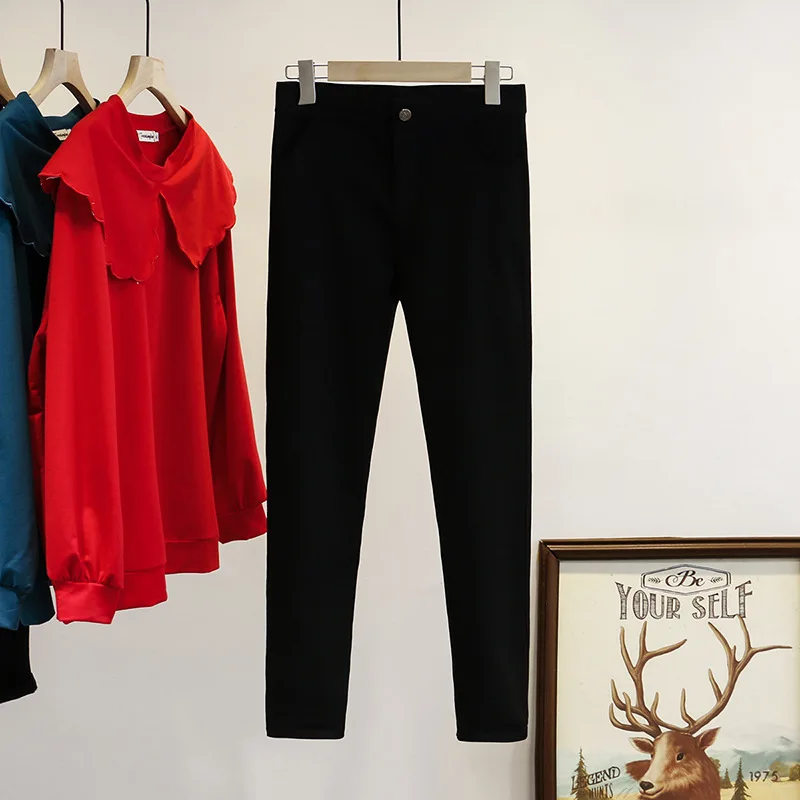 Женские брюки-карандаш с яркой пряжкой размера плюс повседневные брюки высокой