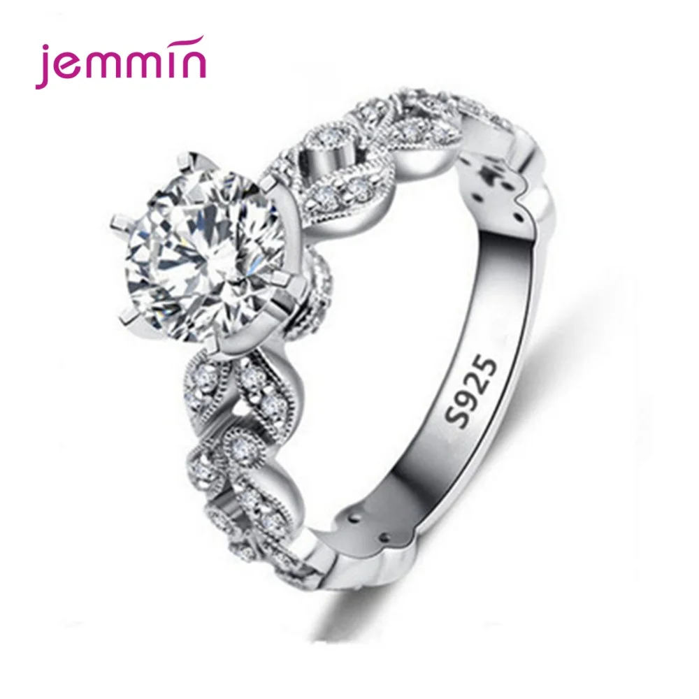 

AAA Cubic Zirconia 925 Sterling Silver Rings For Women Korean Popular Rhinestone Wedding Jewelry Anillos Mujer Claw Design